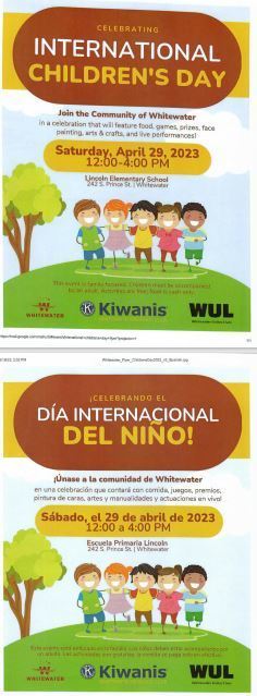 2 flyers talking about International Children's Day
